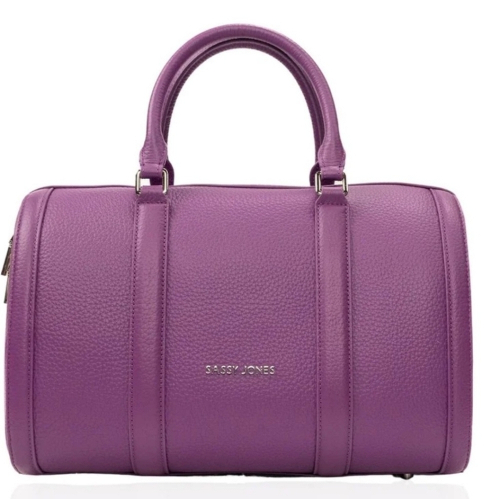 Sassy Jones Leather Dottie Classic Tote - Grape